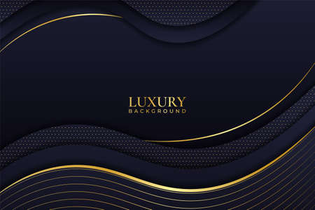 Luxury Background Abstract Elegant Minimalist Dynamic Shiny Line Gold with Navyのイラスト素材