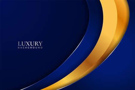 Luxury Background Dynamic Overlapped Blue Layer with Golden Shiny Effectのイラスト素材