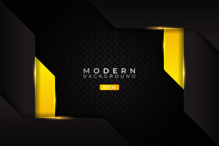Modern Background Realistic Metallic Overlapped Glow Yellowのイラスト素材