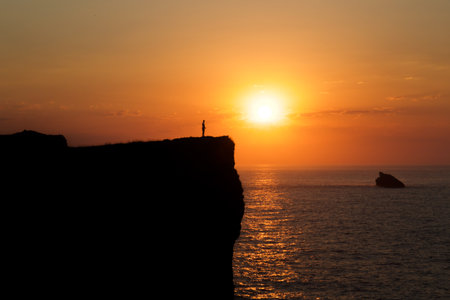 Sunset on the cliffs in the north of Spainの写真素材