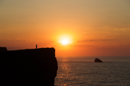 Sunset on the cliffs in the north of Spainの写真素材