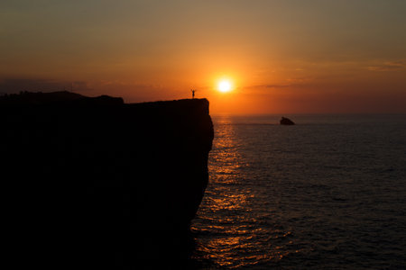 Sunset on the cliffs in the north of Spainの写真素材