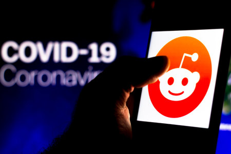 April 8, 2020, Brazil. In this photo illustration the Reddit logo seen displayed on a smartphone...