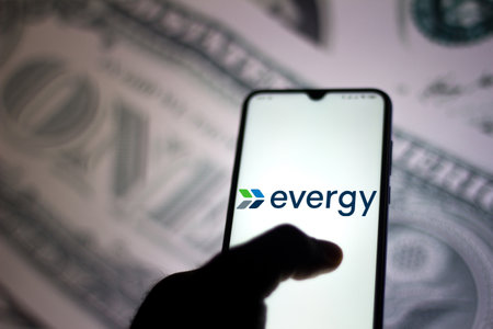 June 2, 2020, Brazil. In this photo illustration the Evergy logo seen displayed on a smartphone.のeditorial素材
