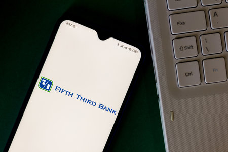 June 8, 2020, Brazil. In this photo illustration the Fifth Third Bank logo seen displayed on a smartphone.のeditorial素材