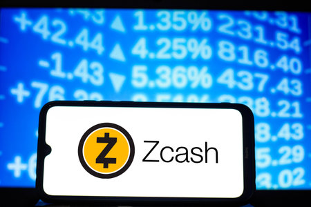February 11, 2021, Brazil. In this photo illustration the Bitcoin Cash logo seen displayed on a smartphone screenのeditorial素材
