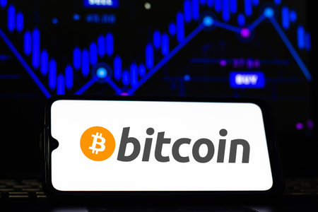 February 11, 2021, Brazil. In this photo illustration the Bitcoin Cash logo seen displayed on a smartphone screenのeditorial素材