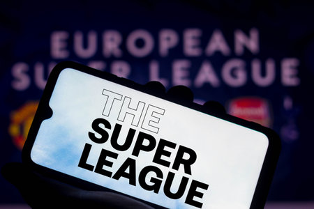 April 20, 2021, Brazil. In this photo illustration the European Super League seen displayed on a...