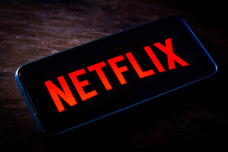 May 22, 2021, Brazil. In this photo illustration the Netflix logo displayed on a smartphone screen.のeditorial素材