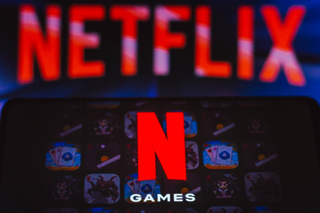 November 4, 2021, Brazil. In this photo illustration the Netflix Games logo displayed on a...
