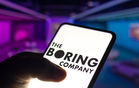 November 12, 2021, Brazil. In this photo illustration a The Boring Company logo displayed on a smartphone screenのeditorial素材