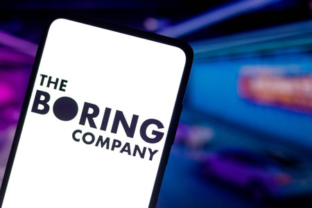 November 12, 2021, Brazil. In this photo illustration a The Boring Company logo displayed on a smartphone screenのeditorial素材