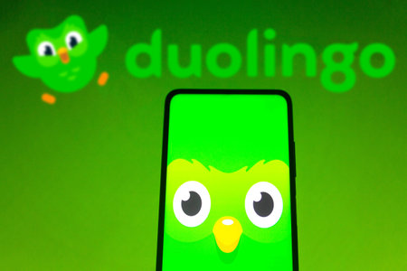 November 1, 2021, Brazil. In this photo illustration the Udemy logo displayed on a smartphone and on the backgroundのeditorial素材