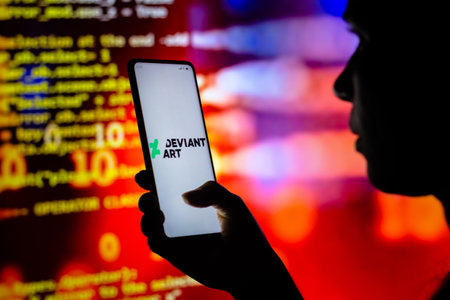 April 12, 2022, Brazil. In this photo illustration, a woman's silhouette holds a smartphone with the...