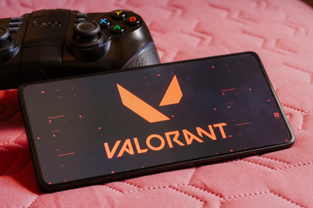 October 9, 2023, Brazil. In this photo illustration, the Valorant logo is displayed on a smartphone...