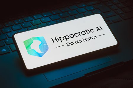 November 24, 2023, Brazil. In this photo illustration, the Hippocratic AI logo is displayed on a...