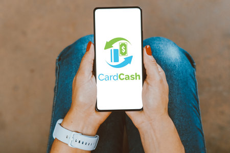 December 26, 2023, Brazil. In this photo illustration, the CardCash logo is displayed on a smartphone screenのeditorial素材