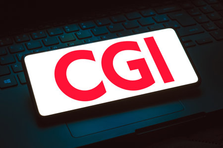 January 22, 2024, Brazil. In this photo illustration, the CGI Inc. logo is displayed on a smartphone screenのeditorial素材