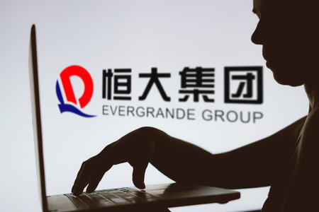 January 29, 2024, Brazil. In this photo illustration, the Evergrande Real Estate Group logo is seen...