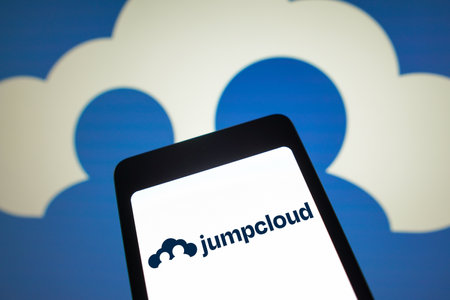 February 2, 2024, Brazil. In this photo illustration, the JumpCloud logo is displayed on a...