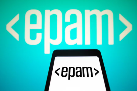 February 2, 2024, Brazil. In this photo illustration, the EPAM Systems logo is displayed on a...