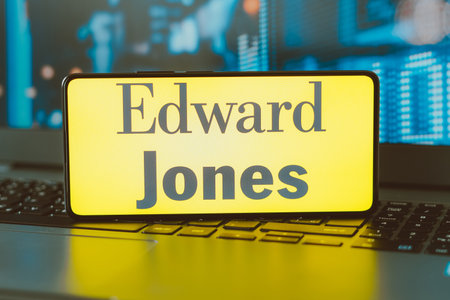 February 4, 2024, Brazil. In this photo illustration, the Edward Jones Investments logo is displayed...