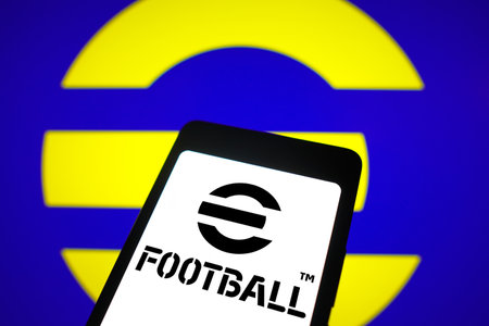 February 5, 2024, Brazil. In this photo illustration, the EFootball logo is displayed on a...