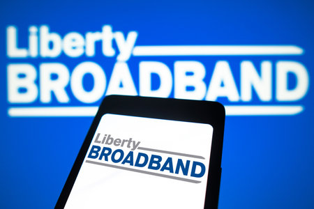 February 6, 2024, Brazil. In this photo illustration, the Liberty Broadband Corporation logo is...