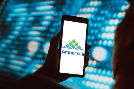 February 17, 2024, Brazil. In this photo illustration, the Ambarella, Inc. logo is displayed on a smartphone screenのeditorial素材