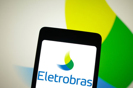 April 8, 2024, Brazil. In this photo illustration, the Eletrobras logo is displayed on a smartphone...