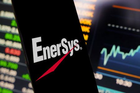May 25, 2024, Brazil. In this photo illustration, the EnerSys logo is displayed on a smartphone screenのeditorial素材