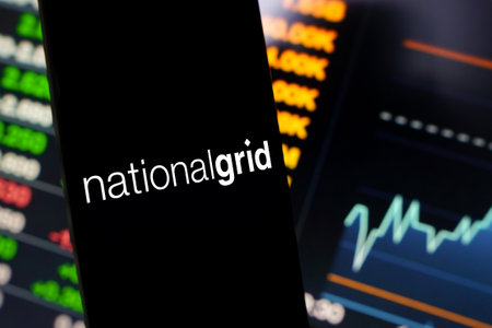 May 25, 2024, Brazil. In this photo illustration, the National Grid logo is displayed on a smartphone screenのeditorial素材