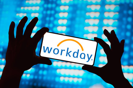 May 25, 2024, Brazil. In this photo illustration, the Workday, Inc. logo is displayed on a smartphone screenのeditorial素材