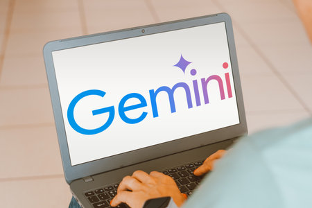 May 25, 2024, Brazil. In this photo illustration, the Google âGemini logo is seen displayed on a laptop screenのeditorial素材