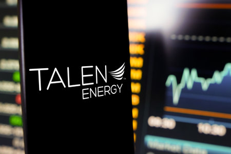 May 25, 2024, Brazil. In this photo illustration, the Talen Energy logo is displayed on a smartphone screenのeditorial素材