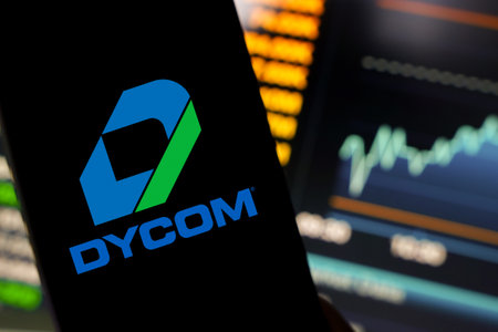 May 25, 2024, Brazil. In this photo illustration, the Dycom Industries, Inc. logo is displayed on a smartphone screenのeditorial素材