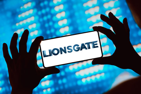 May 25, 2024, Brazil. In this photo illustration, the LionsGate Entertainment Corporation logo is displayed on a smartphone screenのeditorial素材