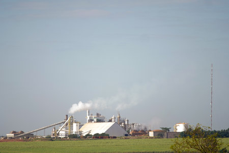June 2, 2024, Brazil. View of the Adecoagro Vale do Ivinhema Plant, in Mato Grosso do Sul. The sugar cane, sugar and energy industry has been expanding in recent years in Brazilのeditorial素材