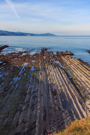 The Flysch, the rock formations of the beach of Zumaia or Itzurun in Guipuzcoa