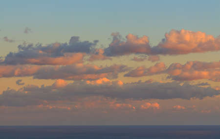 Sunset with high colored clouds.Nature elements concept