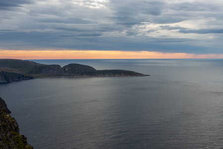 northernmost point of europe at sunsetの写真素材