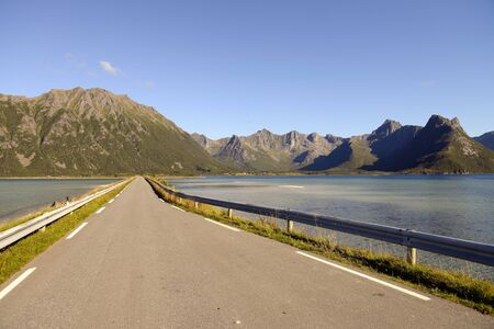 road and beautiful mountains in Norwayの写真素材