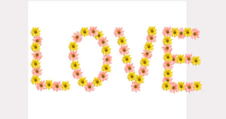 love word make of coloured flowerの写真素材