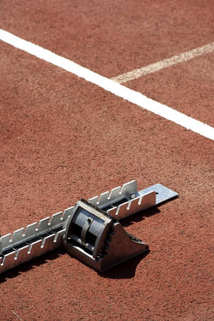 Athelitcs concept   start boxes at the athletics stadium  の写真素材