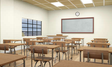 An Empty school classroom interior 3d illustrationの写真素材