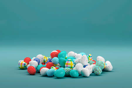 Pile of bright and colorful Easter Eggs - 3d render