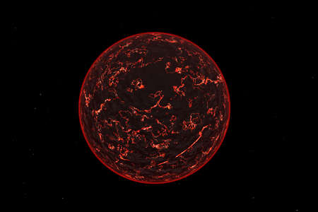 Alien hot planet on black background 3d rendering.