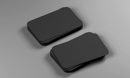 Black business cards blank mockup - template. 3d illustrationの写真素材