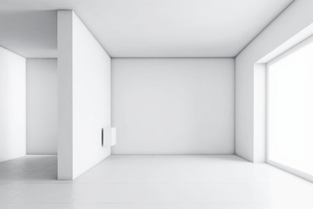 Scandinavian style interior. Empty wall mock up in minimalist interior. AI Generative.の素材