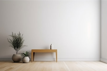 Scandinavian style interior. Empty wall mock up in minimalist interior. AI Generative.の素材